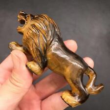 Natural Tiger Eye Stone Quartz Crystal Carved Lion Healing Decoration 1pc picture