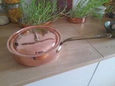 Vintage Copper Matfer Mauviel French Saute Pan with Brass Handle and lid picture