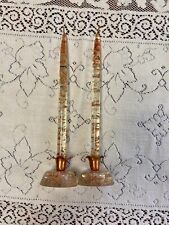 Vintage Pair Acrylic Lucite Copper Fleck Candles & Holders Gregorian, Inc EUC picture