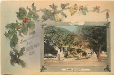 Hand-Colored Christmas Greetings Hanford CA Tenth Street & Holly, Kings County picture