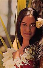 J76/ Hawaii Postcard Chrome Native Island Girl United Airlines  295 picture