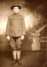 c1917 WWI U.S. ARMY SOLDIER REAL PHOTO RPPC CYKO POSTCARD P686 picture