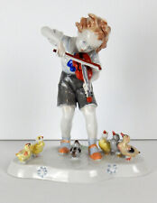 Vintage Metzler Ortloff Porcelain Figurine Boy Playing Violin For Birds Germany picture
