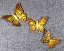 Vintage Home Interiors Metal Butterfly Wall Decor Butterflies Lot Of 3 picture