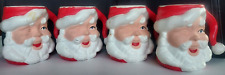 VTG Retro Mid Century Winking Eye Santa Mugs Ceramic Christmas Cups - Lot of 4 picture