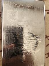 Vtg MAYELL Chrome Silver Cigarette  Case Flat Map Made in England Channel Rare picture