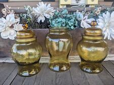 Vintage Indiana Glass Yellow/Amber Apothecary Jar Set (Missing One Lid) picture