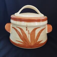 Crock Bean Pot Soup Terrine Stoneware Design West Cream & Wheat Color Vintage  picture