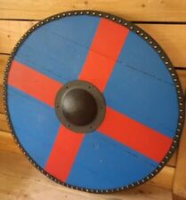 Viking Norse Round Wooden Shield With Steel Boss LARP SCA Christmas Shield Gift picture