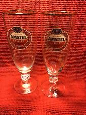 Lot Of 2 Amstel Light Gold Text Pilsner Beer Glass RC 33cl 12 oz picture