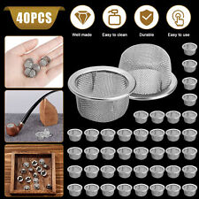 40PCS Cigarette Tobacco Smoking Pipe Metal Filter Screen Steel Mesh Concave Bowl picture