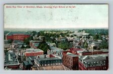 Brockton Massachusetts, Bird's Eye City View High School c1908 Vintage Postcard picture
