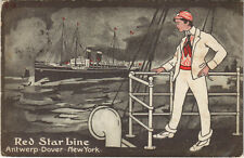 PC ADVERTISING, RED STAR LINE, POSTER TYPE, Vintage LITHO Postcard (b28115) picture