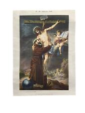 Antique Print  Saint Francis embracing Christ 13+9’ picture
