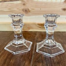 Vintage Crystal Glass Candlestick Holders Set of 2 picture