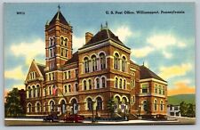 US Post Office Williamsport Pennsylvania American Flag Government UNP Postcard picture