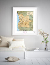 1990 Map| Angola| Angola Map Size: 20 inches x 24 inches |Fits 20x24 size frame picture