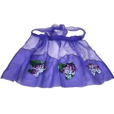 Vintage 1950s Fancy Half Apron Purple Sheer Organza Violet Design Tie Waist MCM picture