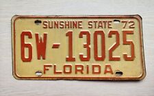 LICENSE PLATE-VINTAGE-FLORIDA-SUNSHINE STATE-1972-6W-13025-DECORATIVE USE picture