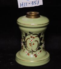 ITEM #32B Art Glass Green Antique Victorian Miniature Oil Lamp Base Mint picture