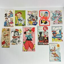Lot of 11 Vintage Children's Age Birthday Cards w/ Animals MCM 50s 60s picture