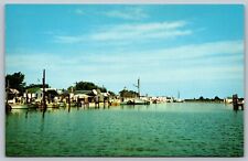 The Harbor At Ewell Smith Island Maryland Fishing Boat Vintage 1960s Postcard H6 picture