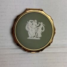 Wedgwood Cameo Vintage Stratton  Compact Mirrored Powder Case Green Jasperware picture