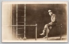 RPPC Man at Large Tank Oil or Water Occupational Photo Postcard I21 picture