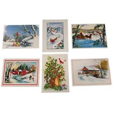 Lot 6 vintage UNUSED landscape woodland animal Christmas cards Cardinal Wall Art picture