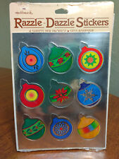 Vintage 1980's Hallmark Razzle Dazzle Christmas Ornaments Balls Stickers New NIP picture