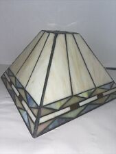 Stained Slag Glass Lamp Mission Frank Lloyd Wright Style Shade 10.5x10.5x6.5” picture