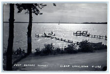 Clear Lake Iowa IA RPPC Photo Postcard Just Before Sunset Scene 1948 Vintage picture