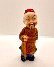 Vintage Old Japanese Man with Cap & Cane Ceramic Figurine JAPAN picture