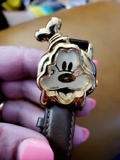 Vintage LORUS Seiko Disney Goofy 32mm Quartz Watch Gold Case Tan Leather RZK368 picture