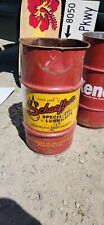 Vintage 15 Gallon Schaeffer's  Oil Drum Gas Station Barrel waste oil Empty picture