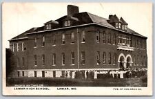 Lamar Missouri~Lamar High School~Students Pose Outside~c1910 Postcard picture