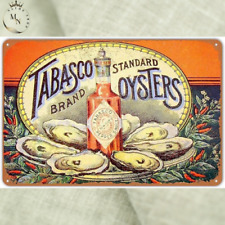 Metal Tin Sign Vintage Tabasco Pepper Sauce and Oysters Home Wall Decor picture