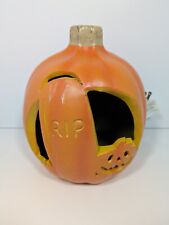 Vintage Blow Mold Pumpkin Halloween Light Up Jack-O-Lantern 9” RIP Works Great  picture