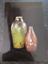 vtg postcard Green and Brown Aurene vases Steuben Glass Frederick Carder art unp picture