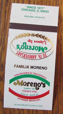 MEXICAN RESTAURANT MATCHBOOK COVER: MORENO'S CHICAGO, ILLINOIS MATCHCOVER -C8 picture