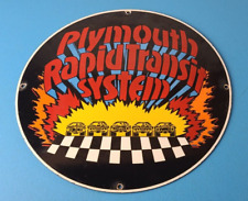 Vintage Plymouth Rapid Transit System Sign - Porcelain Auto Gas Pump Plate Sign picture