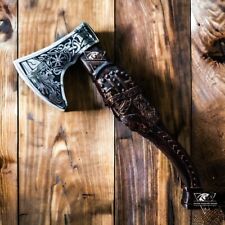 Custom Handmade Forged Odin Axe Viking Axe & Hatchet With Leather Sheet Ax picture