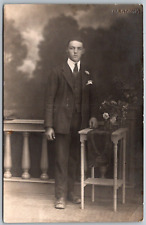 c1910 RPPC Real Photo Postcard Young Man In Suit by Jos Dorning picture