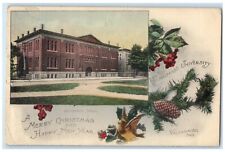 1913 Valparaiso University Science Hall Valparaiso IN Pine Cone Berries Postcard picture