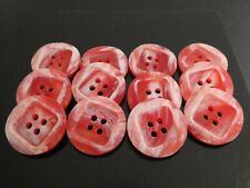Vintage Holland 1960's New Old Stock Red & White Casein Buttons 12 Pieces  picture