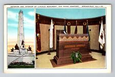 Springfield IL-Illinois, Lincoln Monument, Antique Vintage Souvenir Postcard picture