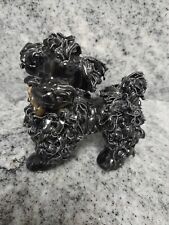  Large Vintage 50's Black SPAGHETTI PORCELINE POODLE dog Figurine picture