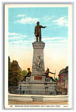 Brigham Young Monument, Salt Lake City Utah UT Postcard picture