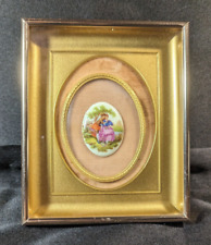 Vintage Framed Miniature Porcelain on Velour, Courting Couple Scene by Fragonard picture