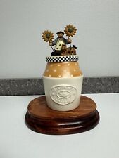 2002 Williraye Studio Poured 2-pc Candle Jar Girl with Cat & Sunflowers WW9002 picture